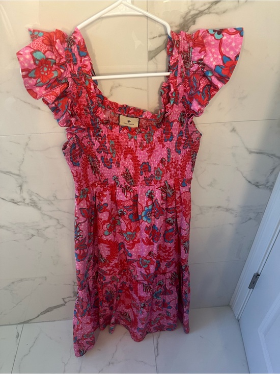 Tuckernuck Dresses & Skirts - Tuckernuck Pink Floral Ruffle-Sleeve Smocked Dress